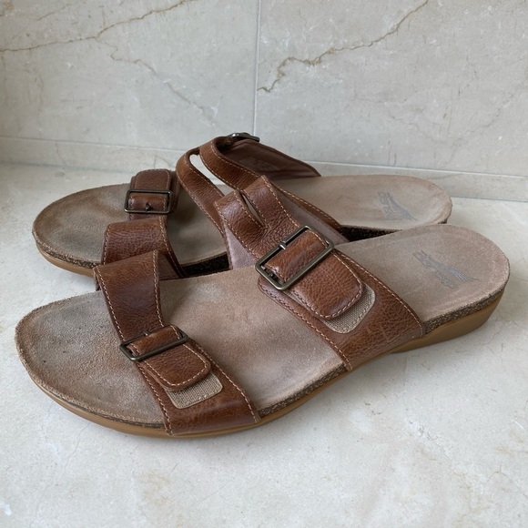 Dansko Rosie Waxy Burnished Leather Sandal Tan size 40 / US 9.5-10 - Picture 4 of 12
